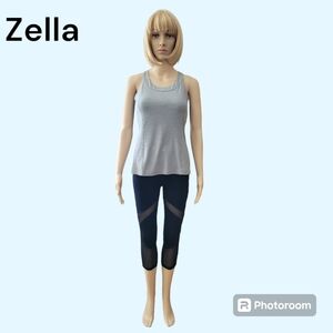 Zella cropped tights, leggings, mesh panels, XS, Black, EUC